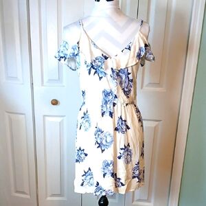 Blu Pepper Floral Blue and White Dress